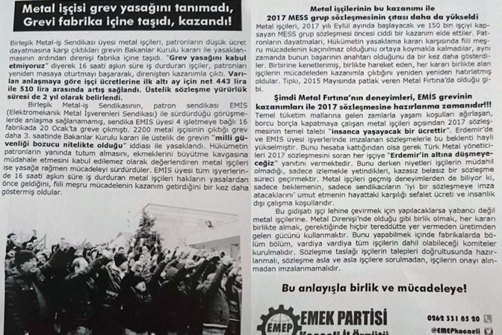 Türk Metal yöneticileri, Kocaeli’de bulunan Enpay fabrikası önünde üyelerimizi tehdit etti
