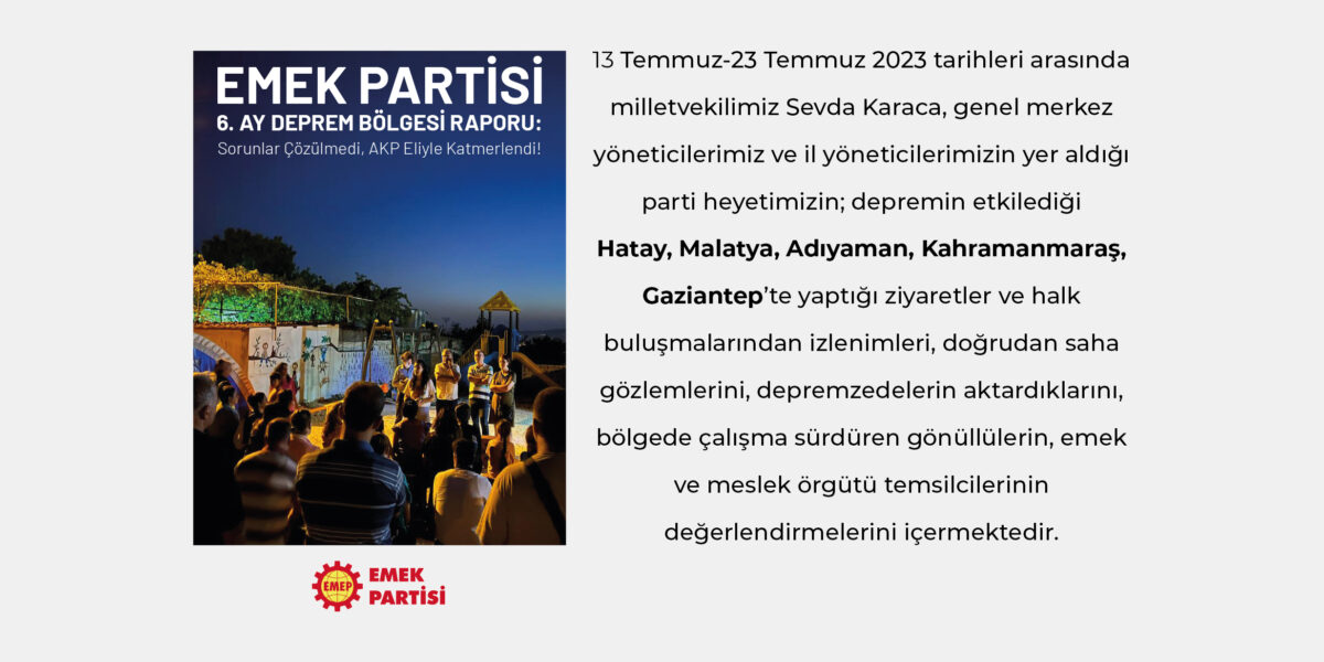 Emek Partisi 6. Ay Deprem Bölgesi Raporu