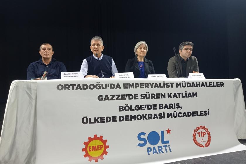 İzmir’de siyasi partiler Ortadoğu’daki savaşa karşı panel düzenledi İzmir’de siyasi partiler Ortadoğu’daki savaşa karşı panel düzenledi