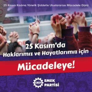 25 Kasım’da haklarımız ve hayatlarımız için mücadeleye!