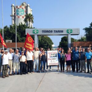 EMEP heyeti grevdeki Toros Tarım işçileriyle buluştu | Karaca: “Açlık çıtasını kırmak için mücadeleler birleşmeli”