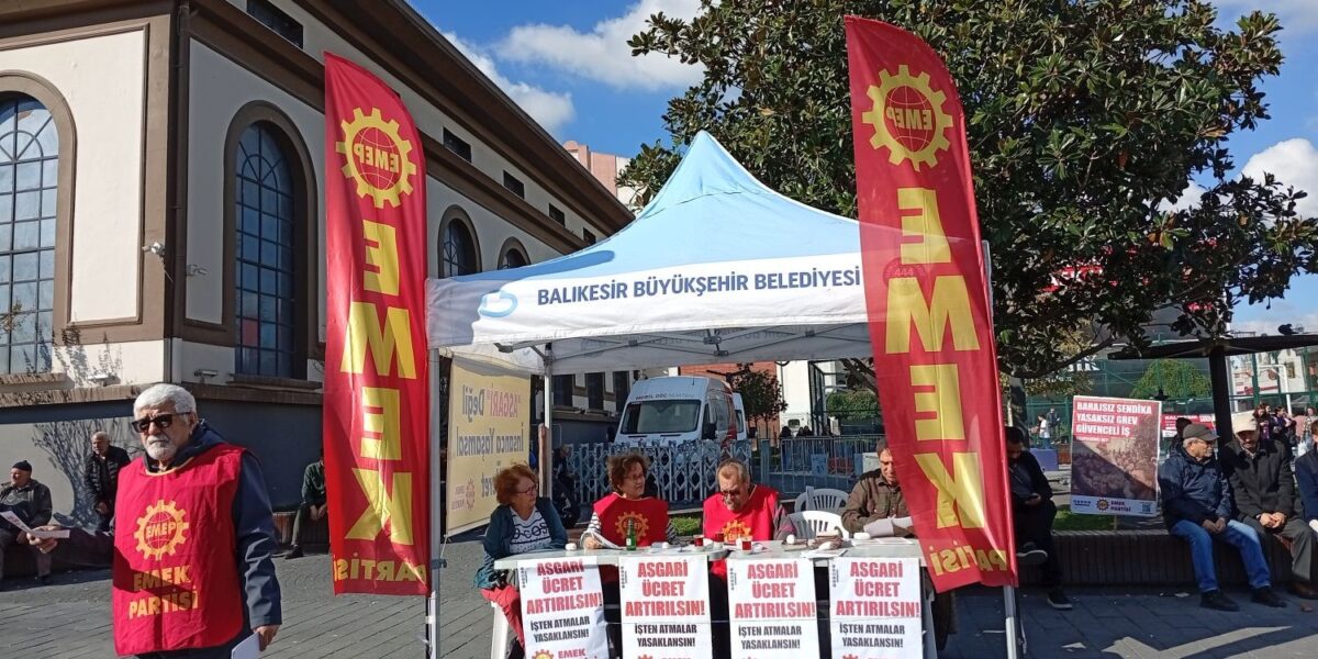 Emek Partisi Balıkesir’de asgari ücret ve kadına şiddet broşürleri dağıttı