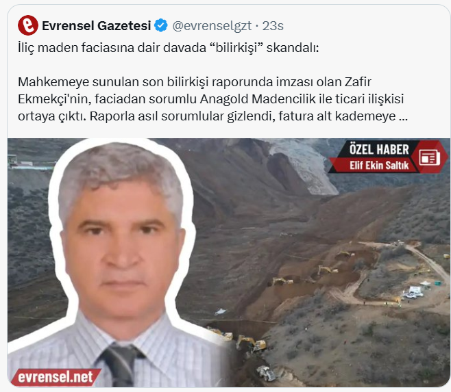 İliç’te adalet için yeni bilirkişi raporu hazırlanmalı! İliç’te adalet için yeni bilirkişi raporu hazırlanmalı!