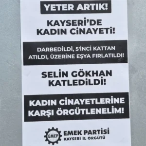 EMEP Kayseri İl Örgütü: ‘Kadın cinayetlerine karşı örgütlenelim’